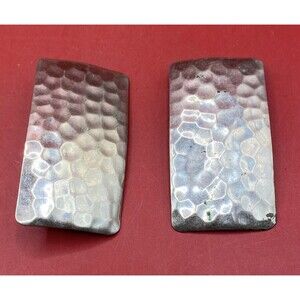 Vintage Silver Tone Hammered Earrings Pierced 1.75”
